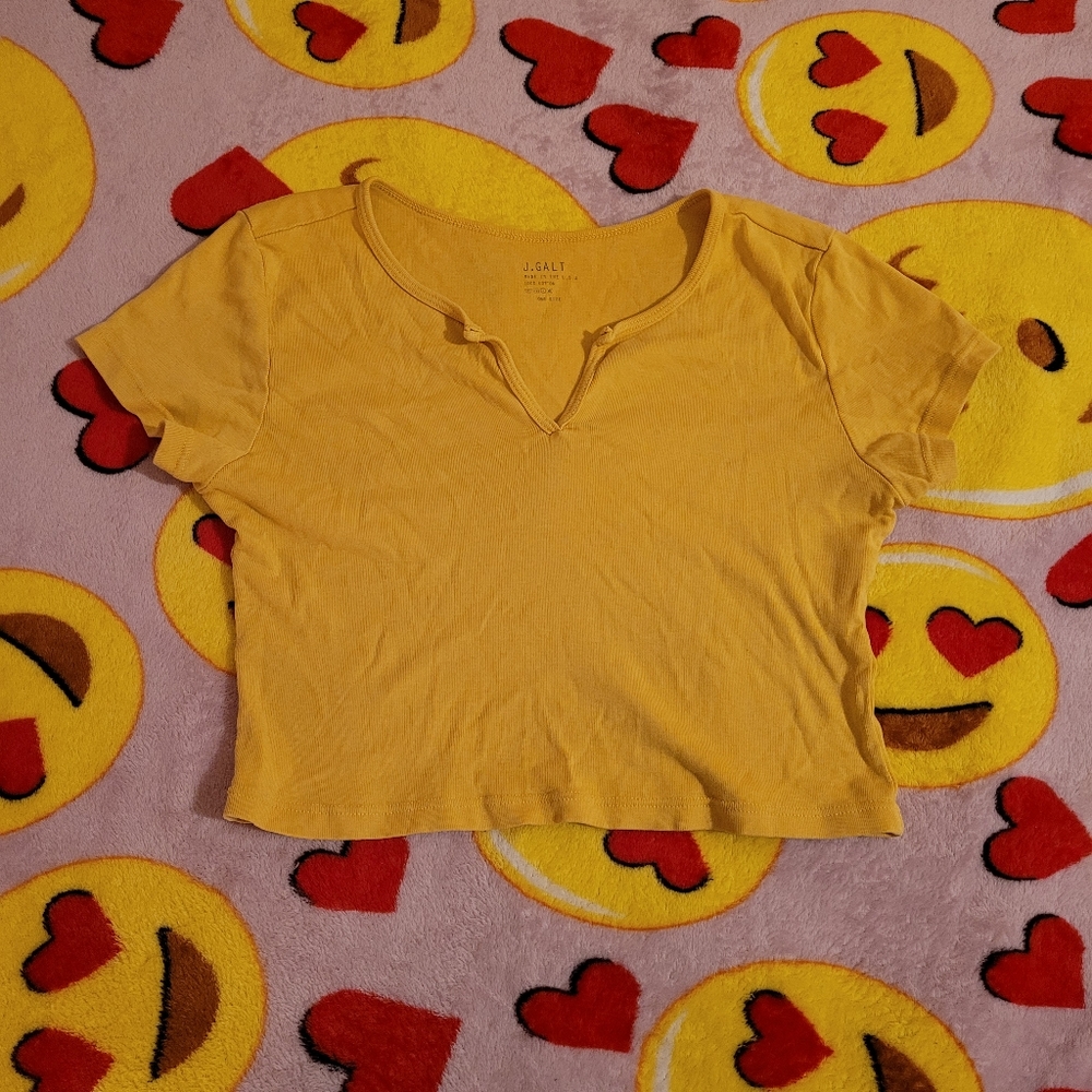 J. Galt Crop Top Tee Shirt Yellow Women's One Size